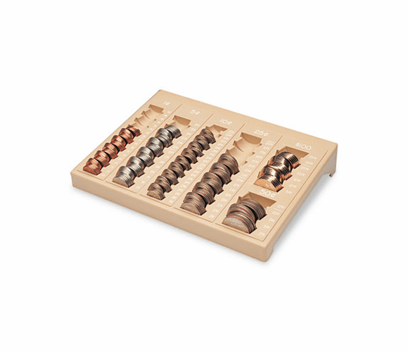 MMF221611003 One-Piece Plastic Countex II Coin Tray w/6 Compartments, Sand By MMF INDUSTRIES