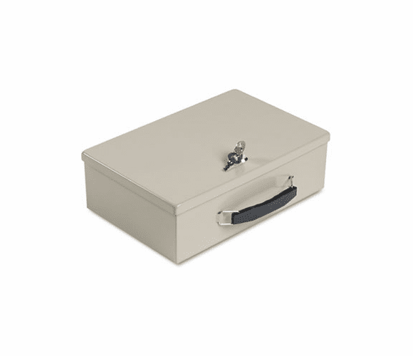 MMF221614003 Heavy-Duty Steel Fire-Retardant Security Cash Box, Key Lock, Sand By MMF INDUSTRIES