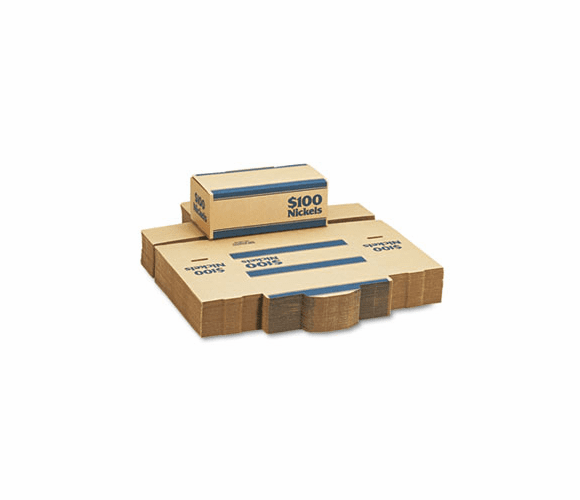 MMF240140508 Corrugated Cardboard Coin Transport Box, Lock, Blue, 50 Boxes/Carton By MMF INDUSTRIES