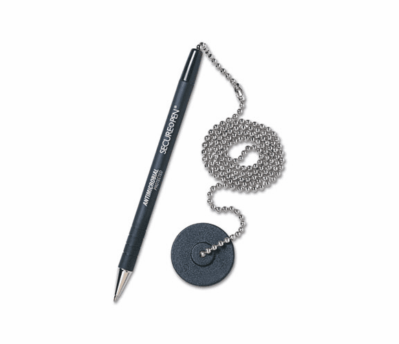 MMF28904 Secure-A-Pen Ballpoint Counter Pen with Base, Black Ink, Medium By MMF INDUSTRIES