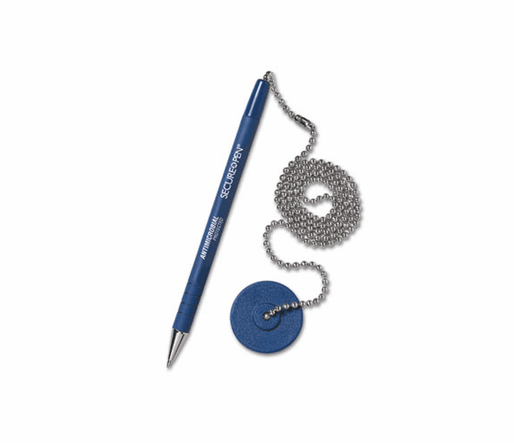 MMF28908 Secure-A-Pen Ballpoint Counter Pen with Base, Blue Ink, Medium By MMF INDUSTRIES