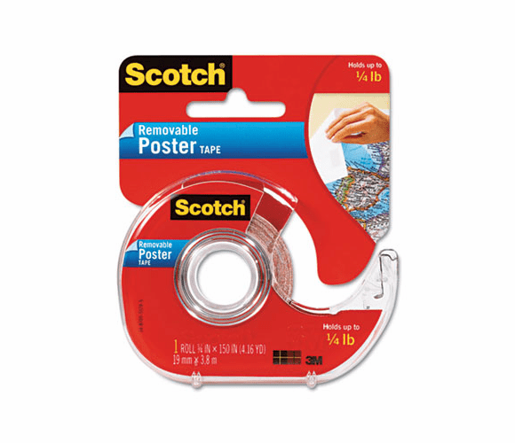MMM109 Wallsaver Removable Poster Tape, Double-Sided, 3/4" x 150", W/Disp., 1 Roll By 3M/COMMERCIAL TAPE DIV.