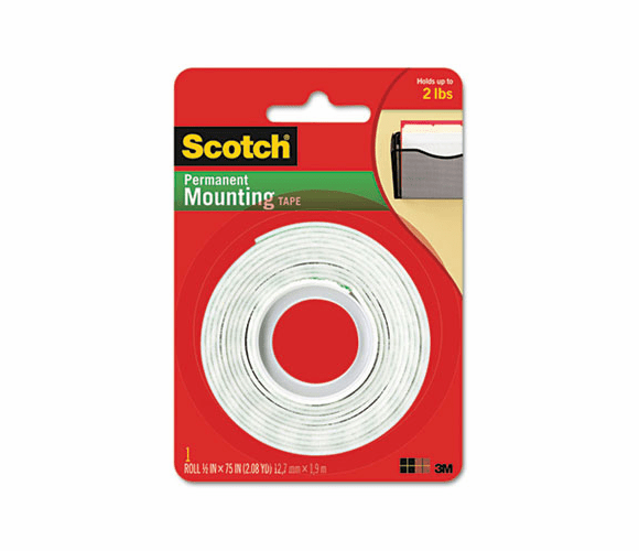 MMM110 Foam Mounting Double-Sided Tape, 1/2 Wide x 75 Long By 3M/COMMERCIAL TAPE DIV.
