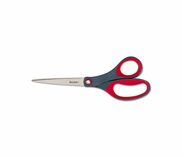 MMM1448 Precision Scissors, Pointed, 8" Length, 3-1/8" Cut, Gray/Red By 3M/COMMERCIAL TAPE DIV.
