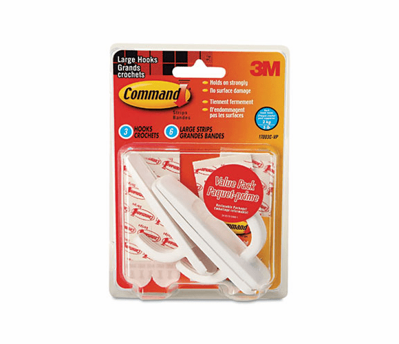 MMM17003VP3PK General Purpose Hooks Value Pack, Large, Holds 5-lb, White, 3/Pack By 3M/COMMERCIAL TAPE DIV.