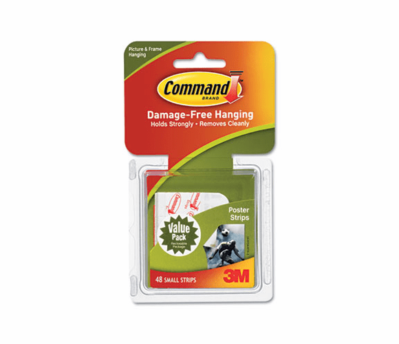 MMM17024VP Poster Strips Value Pack, White, 48 Strips/Pack By 3M/COMMERCIAL TAPE DIV.