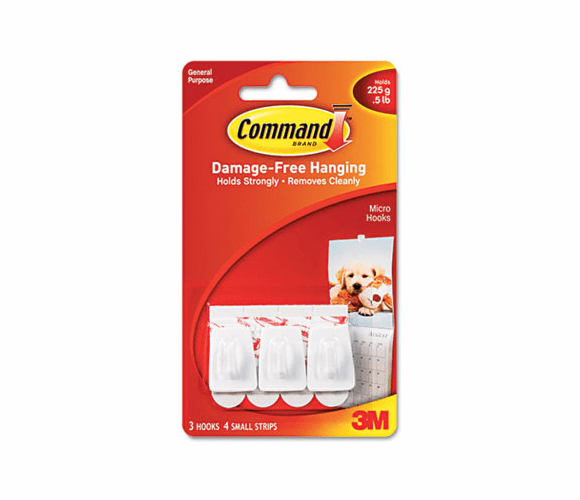 MMM17066 General Purpose Hooks, Plastic, White, 3/Pack By 3M/COMMERCIAL TAPE DIV.