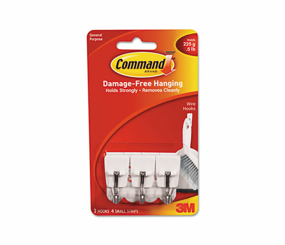 MMM17067 General Purpose Hooks, Small, Holds 1/2-lb, White, 3/Pack By 3M/COMMERCIAL TAPE DIV.
