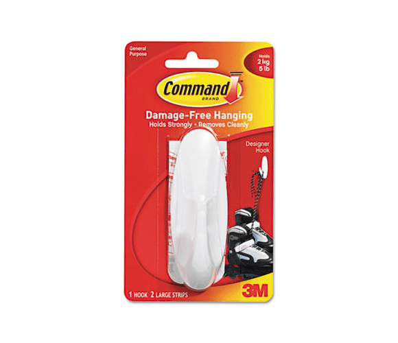 MMM17083 General Purpose Hooks, Large, 5-lb Capacity, Plastic, White By 3M/COMMERCIAL TAPE DIV.