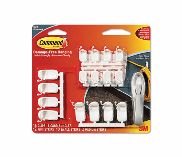 MMM17379 Cord Organizer Multi Pack, White By 3M/COMMERCIAL TAPE DIV.