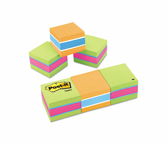 MMM20513PK Mini Cubes, 2 x 2, Assorted Ultra Colors, 3 400-Sheet Pads/Pack By 3M/COMMERCIAL TAPE DIV.