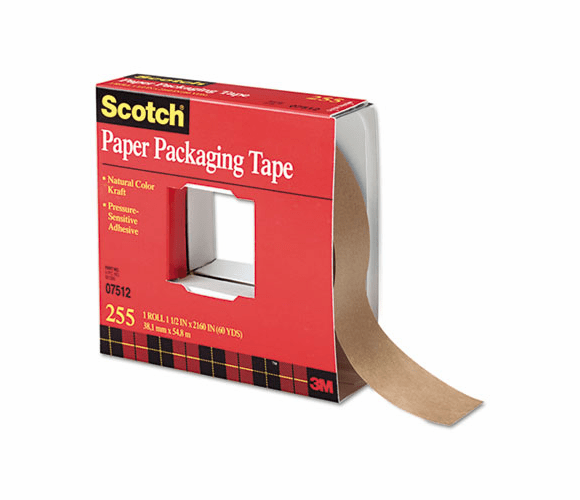 MMM255112 Kraft Packaging Tape, 1-1/2" x 60 yards, 3" Core, Natural By 3M/COMMERCIAL TAPE DIV.