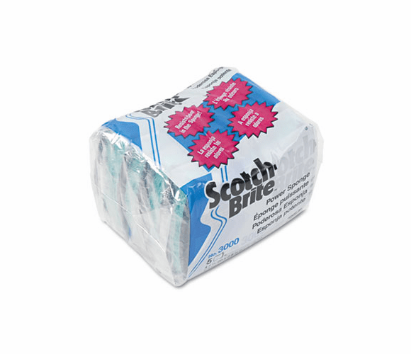 MMM3000CC Power Sponge, Teal, 2 7/8 x 4 1/2, 5/Pack By 3M/COMMERCIAL TAPE DIV.