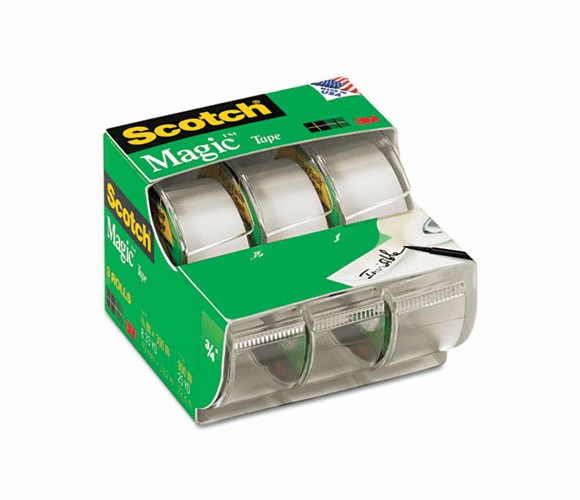 MMM3105 Magic Tape, Refillable Dispenser, 3/4" x 300", 3/Box By 3M/COMMERCIAL TAPE DIV.