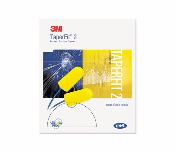 MMM3121219 E-A-R TaperFit 2 Self-Adjusting Earplugs, Uncorded, Foam, Yellow, 200 Pairs/Box By 3M/COMMERCIAL TAPE DIV.