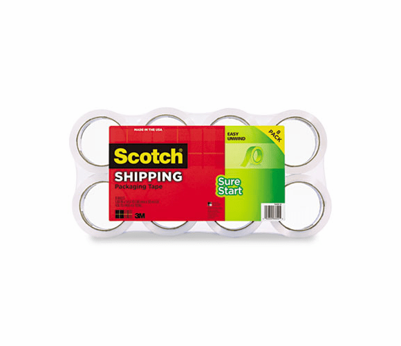 MMM34508 Sure Start Packaging Tape, 1.88" x 54.6 yards, 3" Core, Clear, 8/Pack By 3M/COMMERCIAL TAPE DIV.