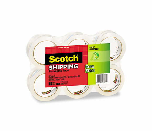 MMM35006 3500 Packaging Tape, 1.88" x 54.6 yards, 3" Core, Clear, 6/Box By 3M/COMMERCIAL TAPE DIV.