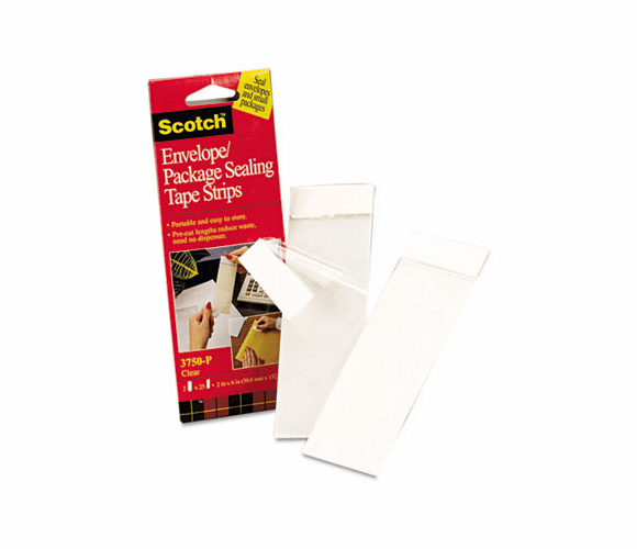 MMM3750P2CR Envelope/Package Sealing Tape Strips, 2" x 6", Clear, 50/Pack By 3M/COMMERCIAL TAPE DIV.