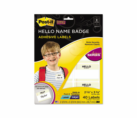 MMM3900N Designer Series Removable Name Badge Labels, 2-3/8 x 3-3/8, Paper Design, 40/Pk By 3M/COMMERCIAL TAPE DIV.