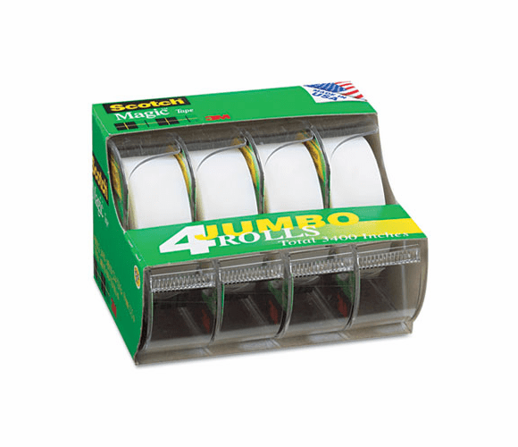 MMM4105 Magic Tape & Refillable Dispenser, 3/4" x 300", 1" Core, 4/Box By 3M/COMMERCIAL TAPE DIV.