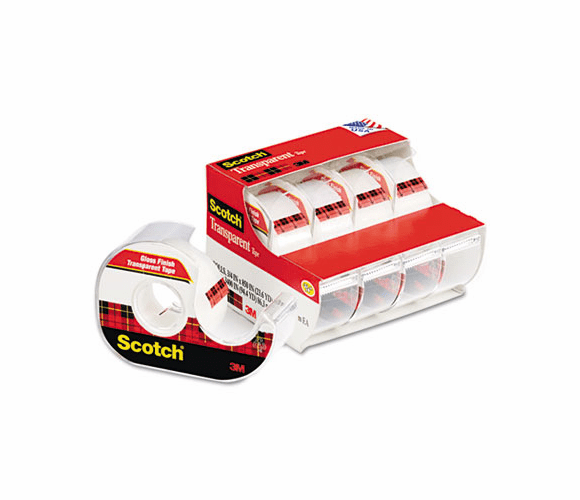 MMM4184 Transparent Tape & Handheld Dispenser, 3/4" x 850", Clear By 3M/COMMERCIAL TAPE DIV.