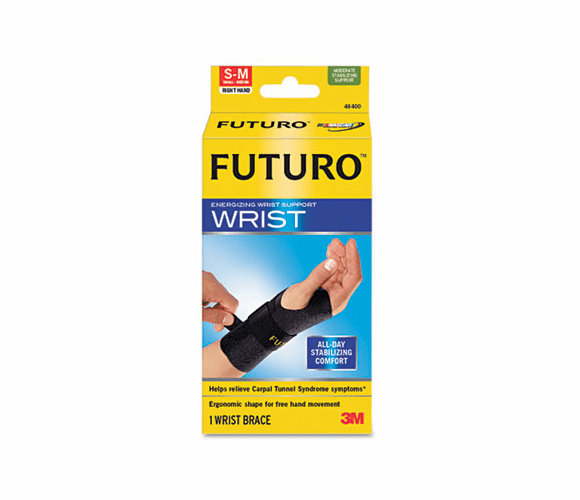 MMM48400EN Energizing Wrist Support, Small/Medium, Fits Right Wrists 5 1/2" - 6 3/4", Black By 3M/COMMERCIAL TAPE DIV.