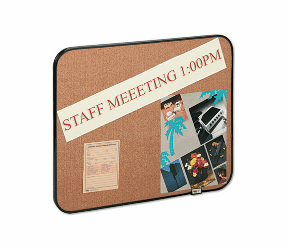 MMM558BBS Sticky Self-Stick Cork Board, 22 x 18, Natural, Black Frame By 3M/COMMERCIAL TAPE DIV.