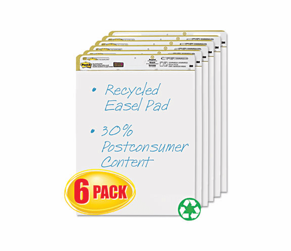 MMM559RPVAD6 Self-Stick Easel Pads, 25 x 30, White, 6 30-Sheet Pads/Carton By 3M/COMMERCIAL TAPE DIV.