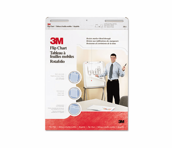 MMM570 Professional Flip Chart Pad, Unruled, 25 x 30, White, 40 Sheets/Pad, 2/Carton By 3M/COMMERCIAL TAPE DIV.
