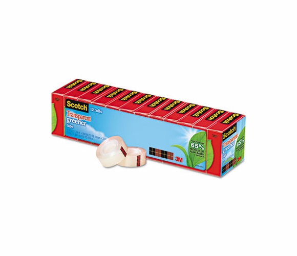 MMM61212P Transparent Greener Tape, 3/4" x 900", 1" Core, 12 Rolls By 3M/COMMERCIAL TAPE DIV.