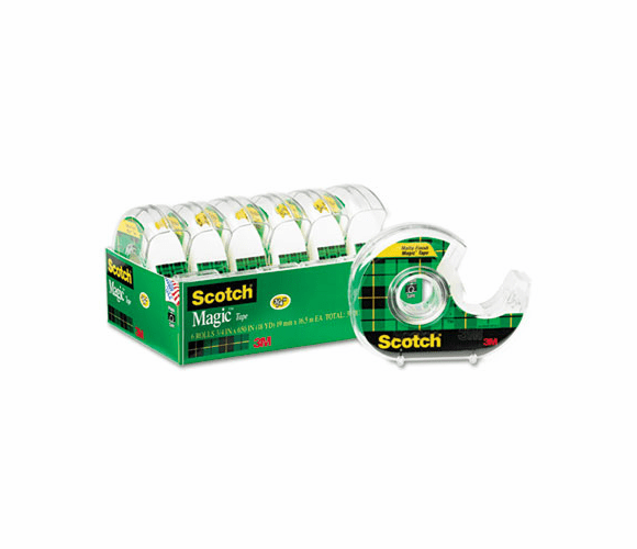 MMM6122 Magic Tape & Refillable Dispenser, 3/4" x 650", Clear, 6/Pack By 3M/COMMERCIAL TAPE DIV.