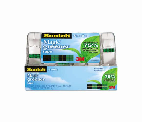 MMM6123 Magic Greener Tape in Refillable Dispenser, 3/4" x 600", 1" Core By 3M/COMMERCIAL TAPE DIV.
