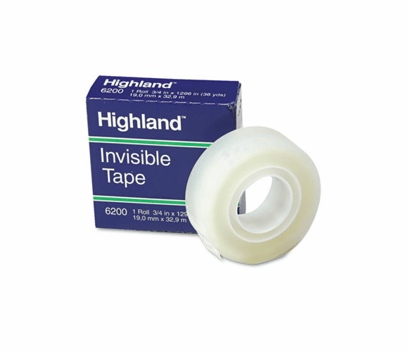 MMM6200341296 Invisible Permanent Mending Tape, 3/4" x 1296", 1" Core, Clear By 3M/COMMERCIAL TAPE DIV.