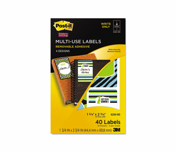MMM6250RD Designer Series Removable Multi-Use Labels, 1-3/4 x 2-3/4, 40/Pack By 3M/COMMERCIAL TAPE DIV.