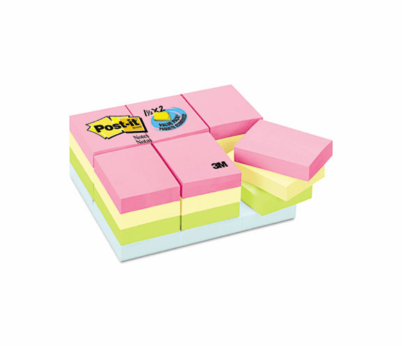 MMM65324APVAD Pastel Notes Value Pack, 1 1/2 x 2, Assorted, 24 100-Sheet Pads/Pack By 3M/COMMERCIAL TAPE DIV.