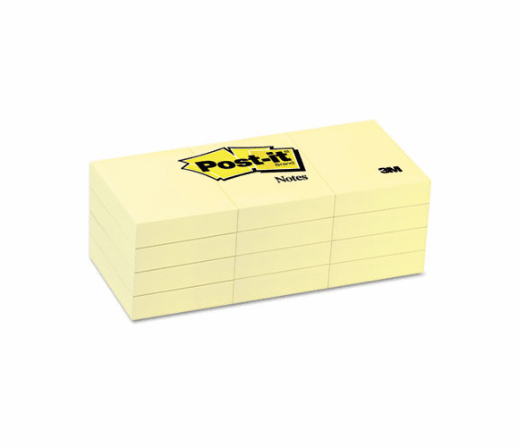 MMM653YW Original Notes, 1-1/2 x 2, Canary Yellow, 12 100-Sheet Pads/Pack By 3M/COMMERCIAL TAPE DIV.