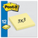 MMM65412SSCY Super Sticky Notes, 3 x 3, Canary Yellow, 12 90-Sheet Pads/Pack By 3M/COMMERCIAL TAPE DIV.