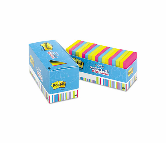MMM65418BRCP Notes Cabinet Pack, 3 x 3, Ast. Bright Colors, 100 Sheets/Pad, 18/Pack By 3M/COMMERCIAL TAPE DIV.