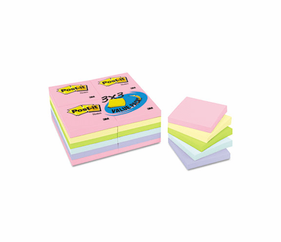 MMM65424APVAD Pastel Notes Value Pack, 3 x 3, Assorted, 24 100-Sheet Pads/Pack By 3M/COMMERCIAL TAPE DIV.