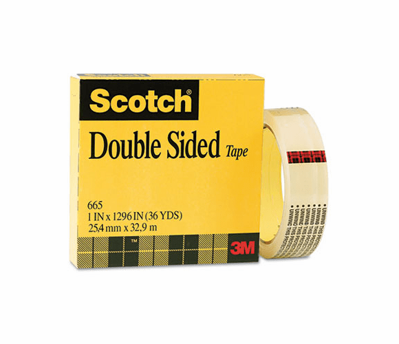 MMM66511296 665 Double-Coated Tape, 1" x 36 yards, Clear By 3M/COMMERCIAL TAPE DIV.