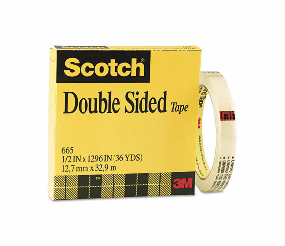 MMM665121296 Double Sided Office Tape, 1/2" x 36 yards, 3" Core, Clear By 3M/COMMERCIAL TAPE DIV.