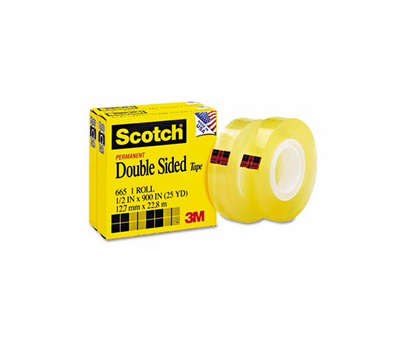 MMM6652PK 665 Double-Sided Office Tape, 1/2" x 900", 1" Core, Clear, 2/Box By 3M/COMMERCIAL TAPE DIV.