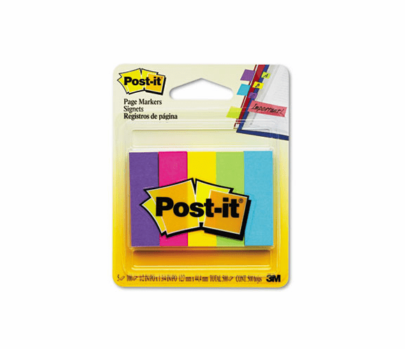 MMM6705AU Page Markers, Five Assorted Ultra Colors, 5 Pads of 100 Strips/Pack By 3M/COMMERCIAL TAPE DIV.