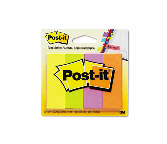 MMM6714AN Page Markers, Four Neon Colors, 50 Strips/Pad, 4 Pads/Pack By 3M/COMMERCIAL TAPE DIV.