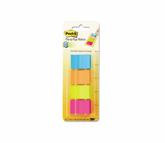 MMM672P1 Page Markers in Dispenser, Four Colors, 4 50-Flag Dispensers/Pack By 3M/COMMERCIAL TAPE DIV.