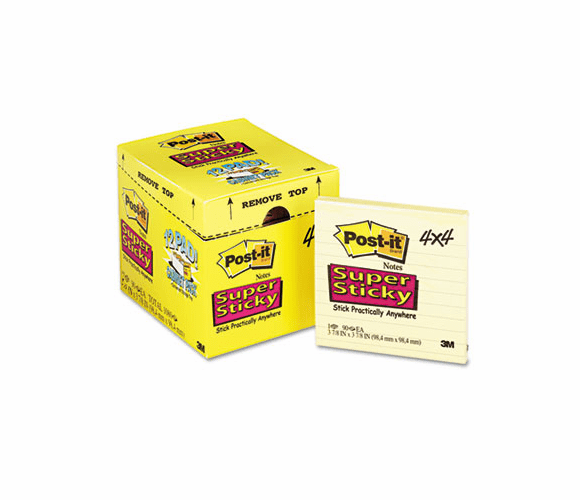 MMM67512SSCP Super Sticky Notes, 4x4, Lined, Canary Yel