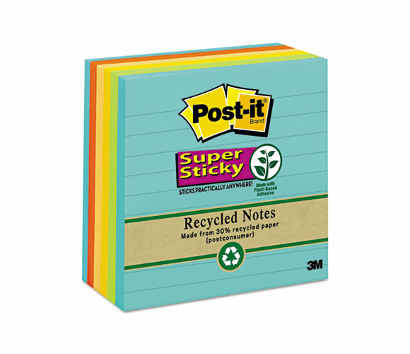 MMM6756SSNRP Farmers Market Super Sticky Notes, Lined, 4 x 4, 6 90-Sheet Pads/Pack By 3M/COMMERCIAL TAPE DIV.