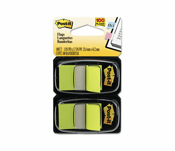 MMM680BG2 Standard Tape Flags in Dispenser, Bright Green, 100 Flags/Dispenser By 3M/COMMERCIAL TAPE DIV.