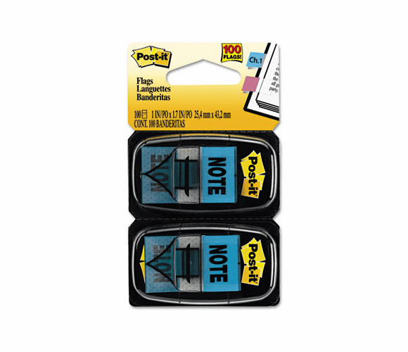 MMM680NT2 Arrow Message 1" Flags, "Note", Blue, 2 50-Flag Dispensers/Pack By 3M/COMMERCIAL TAPE DIV.