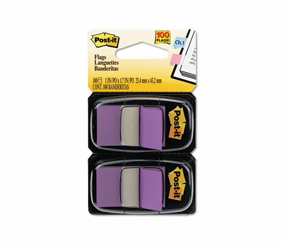 MMM680PU2 Standard Tape Flags in Dispenser, Purple, 100 Flags/Dispenser By 3M/COMMERCIAL TAPE DIV.